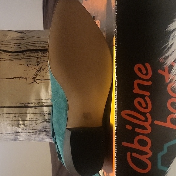 Genuine LEATHER! Fringe Heeled Boots - Turquoise Green.BRAND NEW WITH TAGS! - Picture 4 of 4